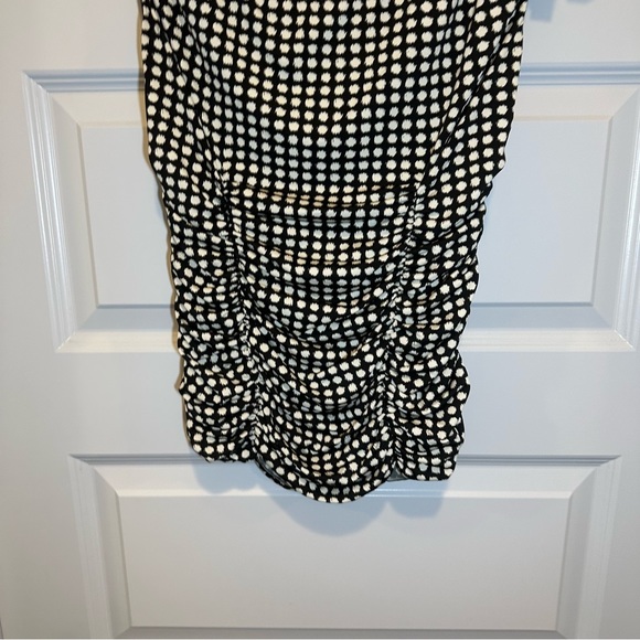 Max Studio Cream/Black Print Stretch Short Sleeve Blouse S - Picture 6 of 7